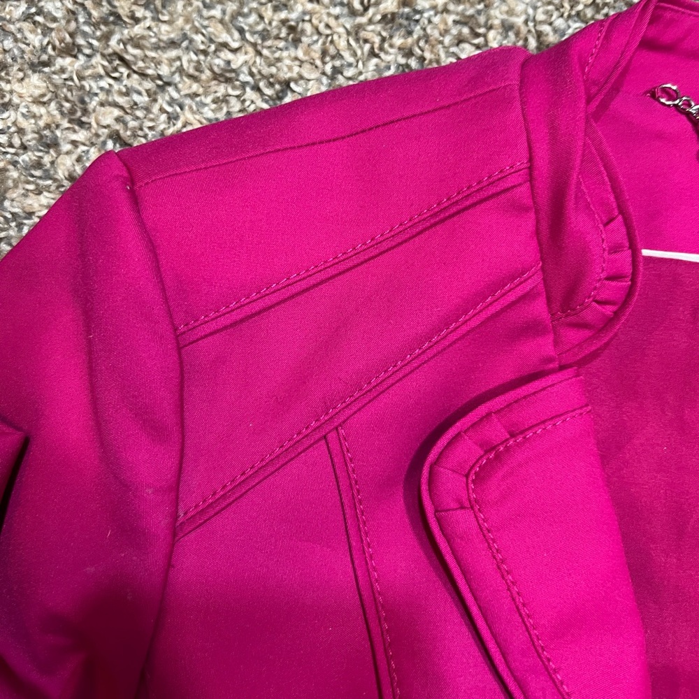 WHBM BLAZER JACKET HOT PINK 3/4 SLEEVES STRETCH SILVER ZIPPER SIZE 8 MEDIUM - Picture 4 of 16